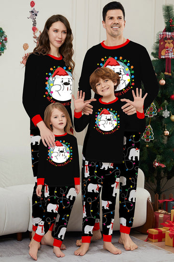 Black Long Sleeve Pear Pattern Matching Family Pajamas